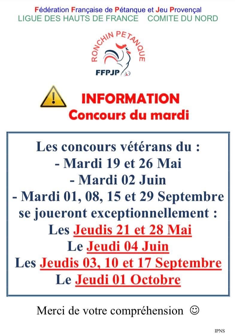Information Concours du Mardi