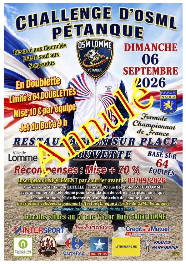 ⚠️ Annulation du Challenge de Lomme