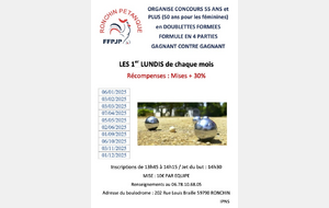 Concours du 1er Lundi du mois ouvert au plus de 55 ans