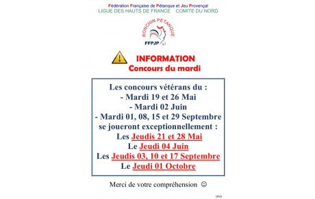 Information Concours du Mardi